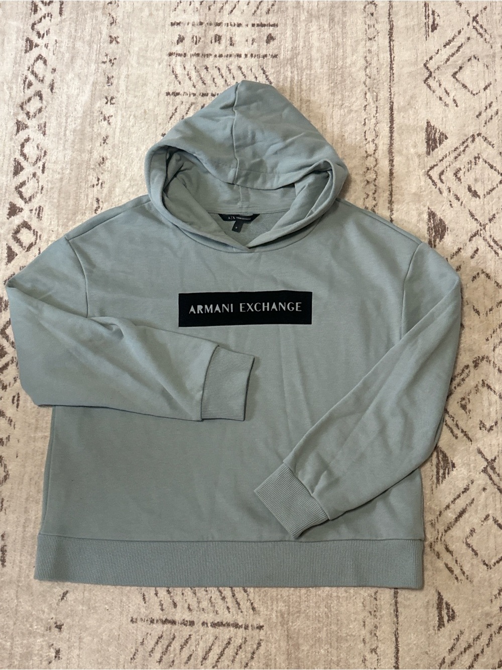 Armani Exchange Blue Grey Logo Hoodie Sweater